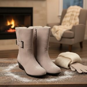 Elegant Cream Ankle Boots Suede Size 10m